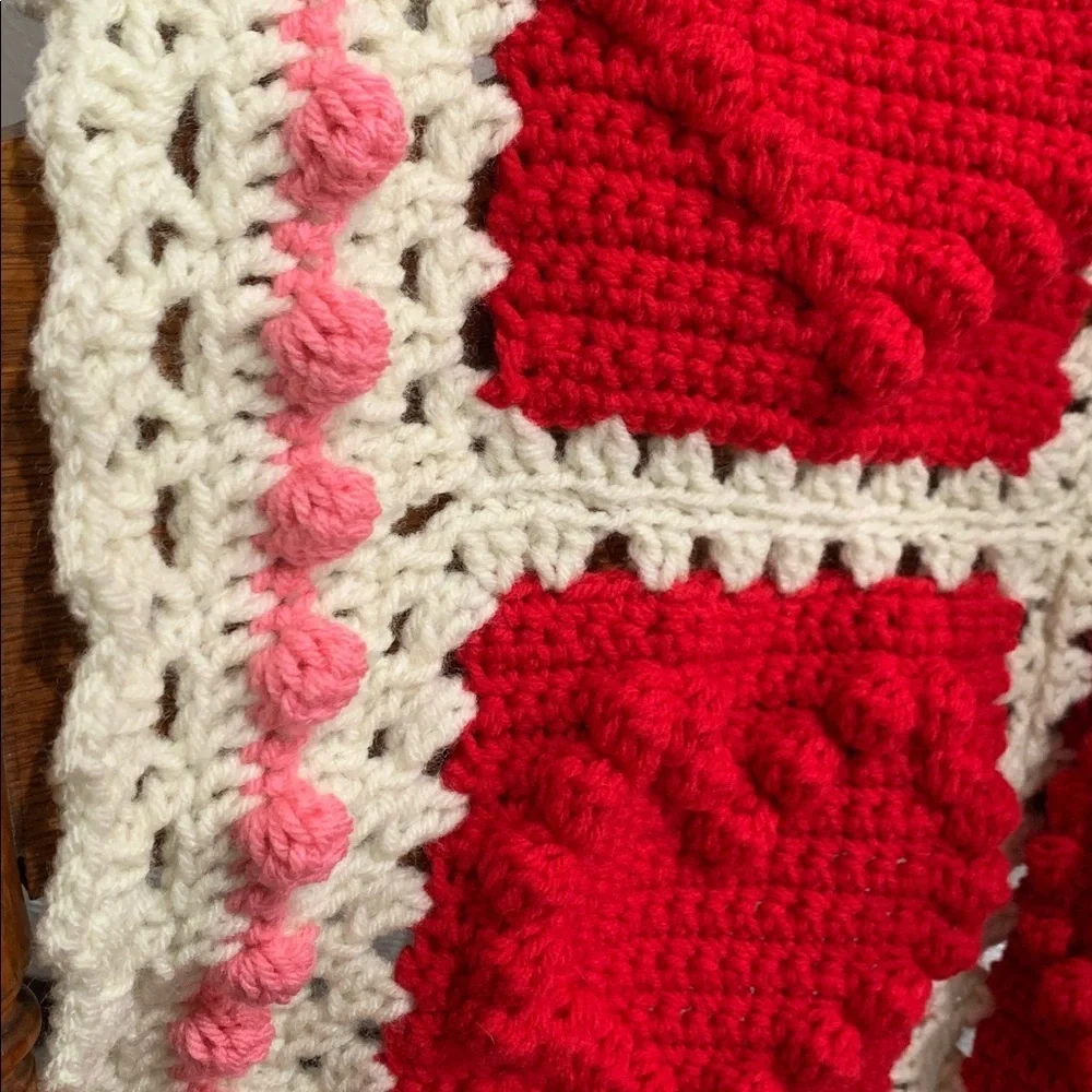 Cozy Red, Pink & Cream Heart Blanket